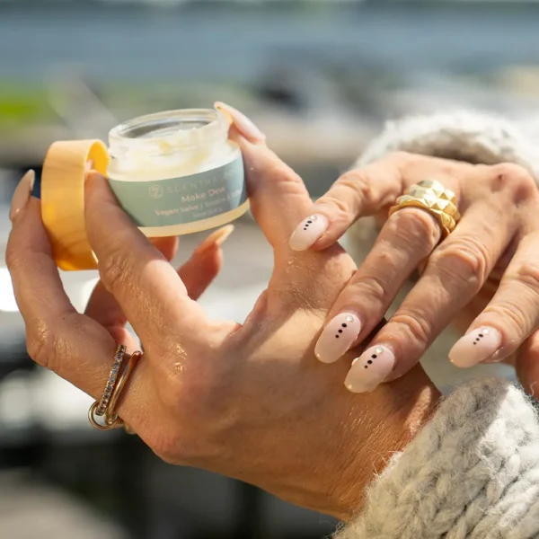 Make Dew Vegan Salve applied on hand