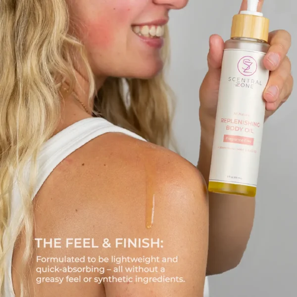 The feel and finish of the replenishing body oil