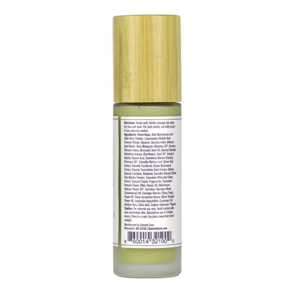 Scentral Zone Daytime Face Moisturizer back of label showing directions and ingredients on white background