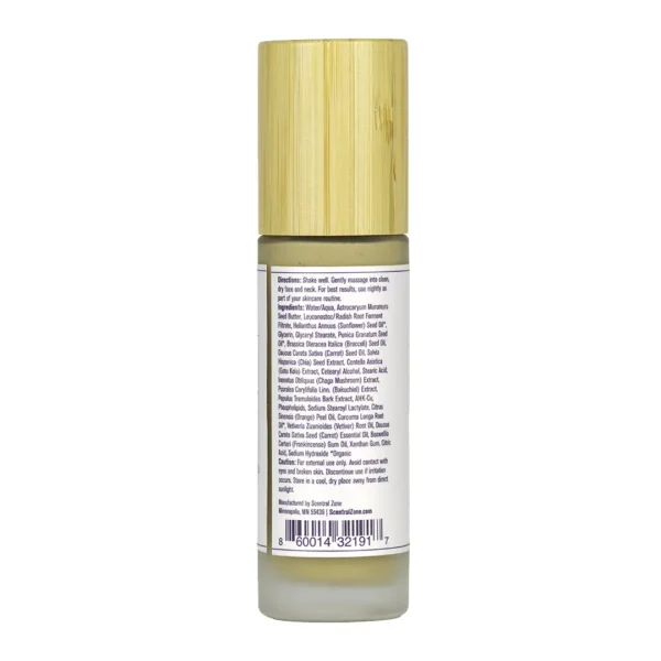 Scentral Zone Nighttime Face Moisturizer back of label with direction and ingredients on white background